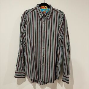 Robert Graham 100% cotton long sleeve multicolour striped button down shirt XL